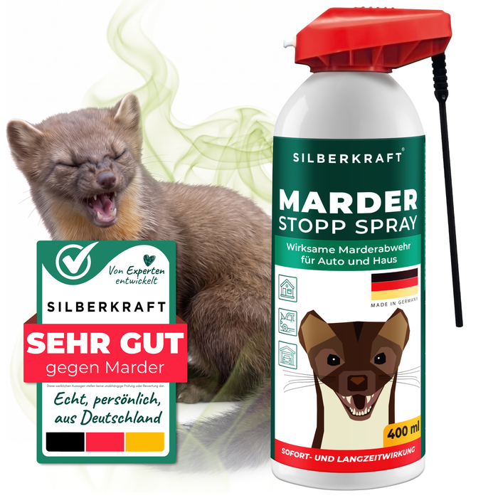 Silberkraft Marder-Stopp Spray 400ml Hochwirksamer Marderschutz für dein Auto und Zuhause