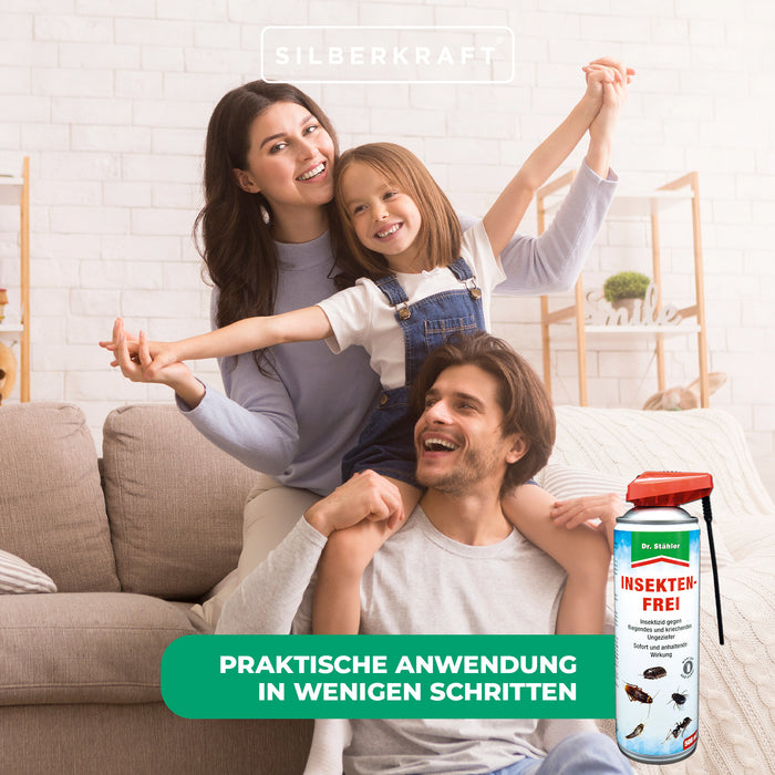 Effektives Insekten-Frei-Spray: Sofortwirkendes Universal-Insektizid gegen fliegende und kriechende Insekten im Haus - Silberkraft