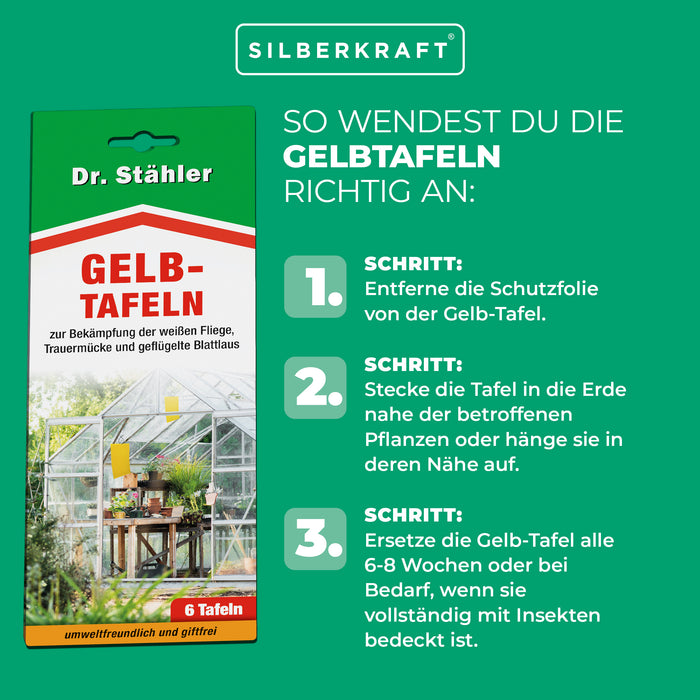 Effektive Gelb-Tafeln zur Schädlingsbekämpfung für Zimmer- und Wintergartenpflanzen - Silberkraft
