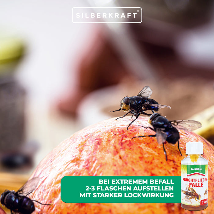 Effektive Fruchtfliegenfalle gegen Frucht-, Obst- und Essigfliegen - Silberkraft