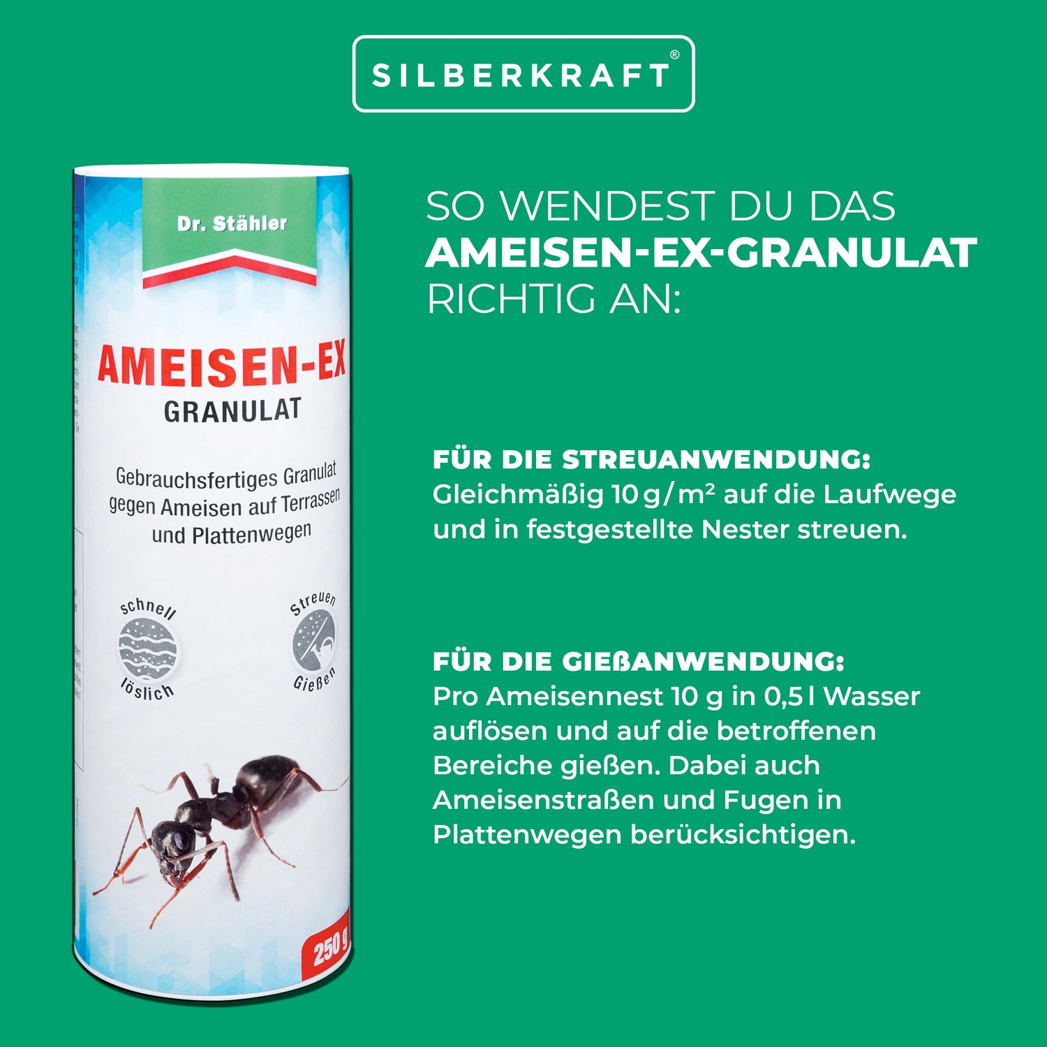 Bewährtes Ameisen-Ex Granulat für erfolgreiche Schädlingsabwehr - Silberkraft