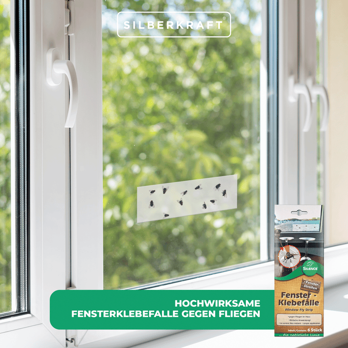 Silence Fenster-Klebefalle: Wirksame Fliegenfalle für Fenster mit transparenter Optik - Silberkraft