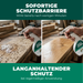 Wirkungs-Darstellung Silberkraft Holzwurmspray: Sofortige Schutzbarriere nach wenigen Minuten (links) und langanhaltender Schutz bei regelmäßiger Anwendung (rechts).