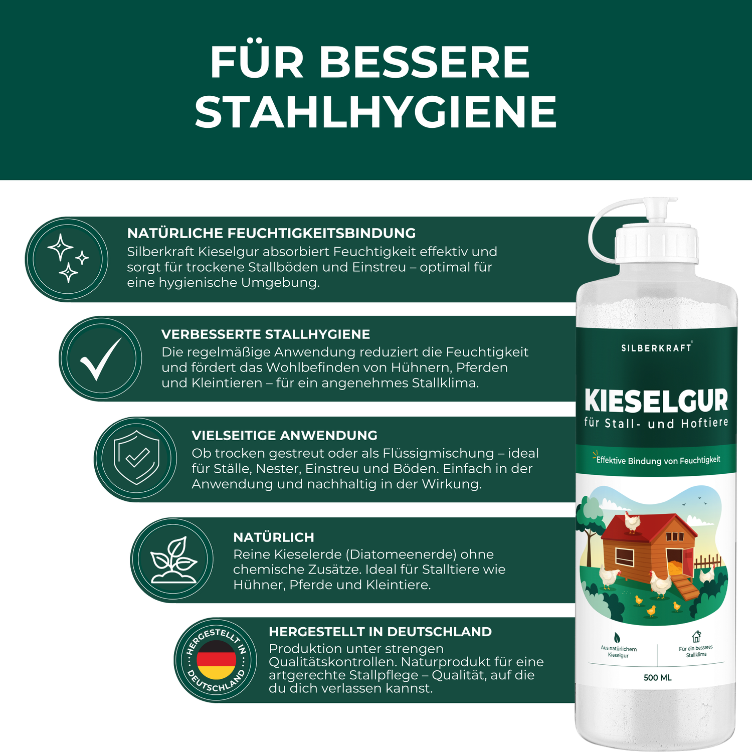 Kieselgur für Hühner & Hoftiere - Silberkraft