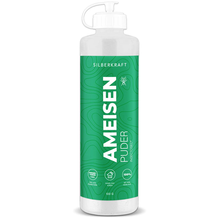 Ameisen-frei Pulver – Ameisenmittel für Innen & Außen – 100% Kieselgur – Alternative zu Ameisenköder und Ameisenspray - Silberkraft