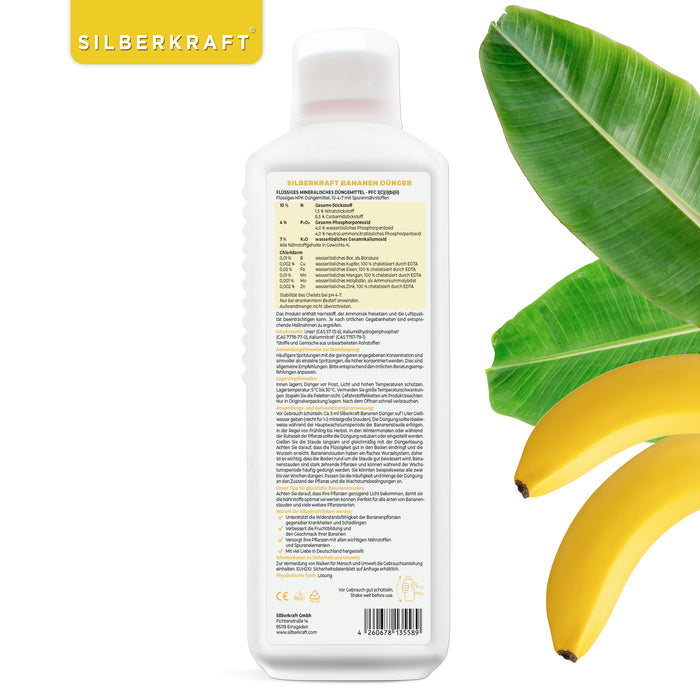 Bananendünger - Mineralischer NPK Flüssigdünger mit Stickstoff - Dünger für Bananen - Silberkraft