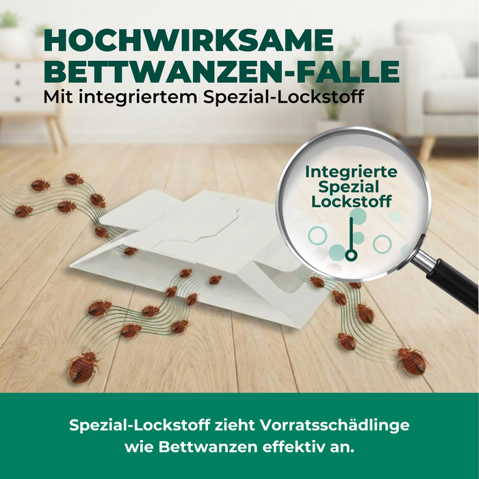 Bettwanzenfalle mit integriertem Spezial-Lockstoff – gezielte Anlockung von Bettwanzen zur Befallskontrolle