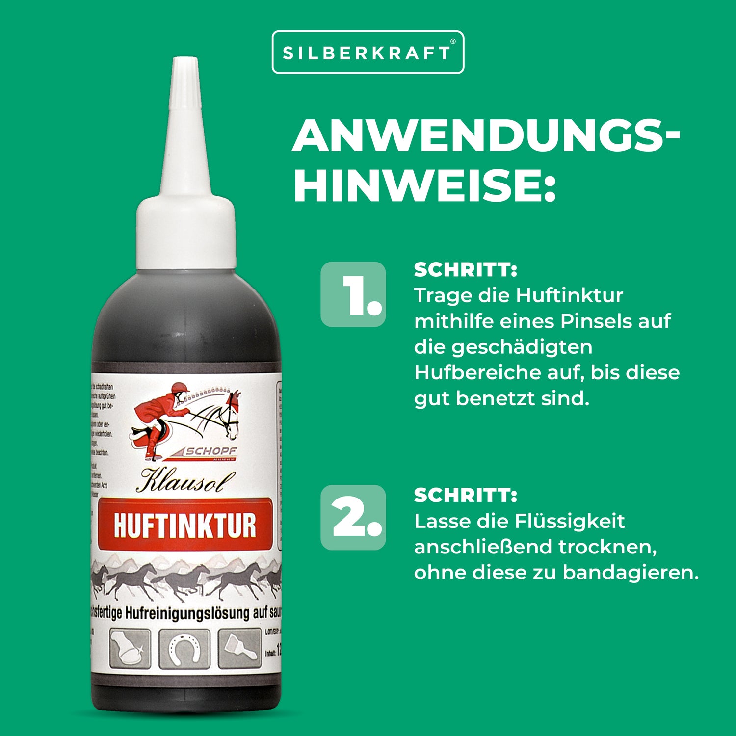 Huftinktur für Pferde: Sofortige Hilfe bei akuten Hufproblemen - Silberkraft