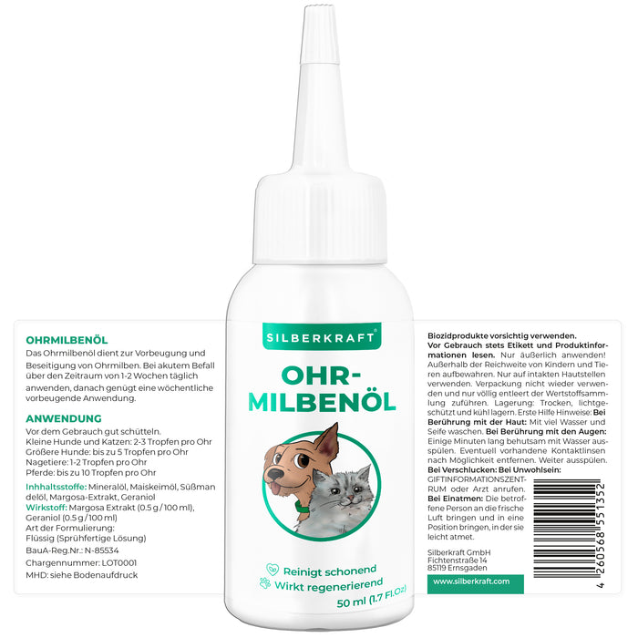Ohrmilbenöl Hund/Katze - Silberkraft