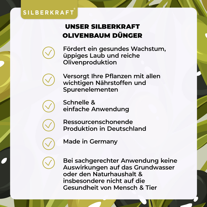 Olivenbaumdünger - Mineralischer NPK Flüssigdünger mit Stickstoff - Dünger für Olivenbäume - Oliven Dünger - Silberkraft