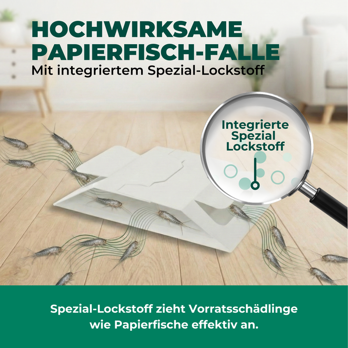 Papierfisch Falle mit integriertem Spezial-Lockstoff zur gezielten Anlockung von Papierfischen