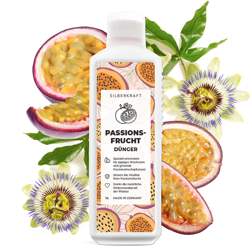 Passionsfrucht Dünger - Mineralischer NPK Flüssigdünger mit Stickstoff - Dünger für Passionsfruchtpflanzen - Maracuja Dünger - Passionsblumen Dünger - Exotischer Pflanzendünger - Silberkraft