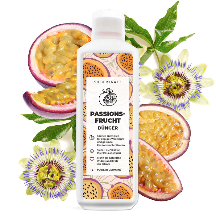 Passionsfrucht Dünger - Mineralischer NPK Flüssigdünger mit Stickstoff - Dünger für Passionsfruchtpflanzen - Maracuja Dünger - Passionsblumen Dünger - Exotischer Pflanzendünger - Silberkraft