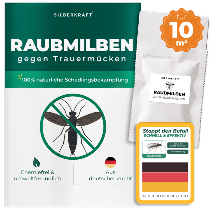 Silberkraft Raubmilben gegen Trauermücken – Tüte für 10 Quadratmeter