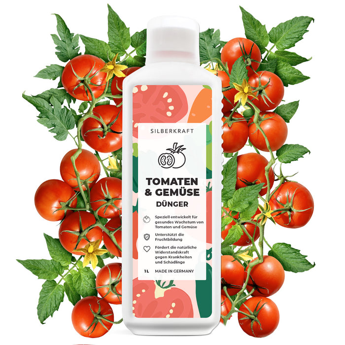 Tomatendünger - Mineralischer NPK Flüssigdünger mit Stickstoff - Dünger für Tomaten - Gemüsedünger - Silberkraft