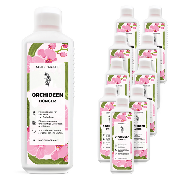 Orchideendünger - Mineralischer NPK Flüssigdünger mit Stickstoff - Dünger für Orchideen - Orchideen düngen - Silberkraft