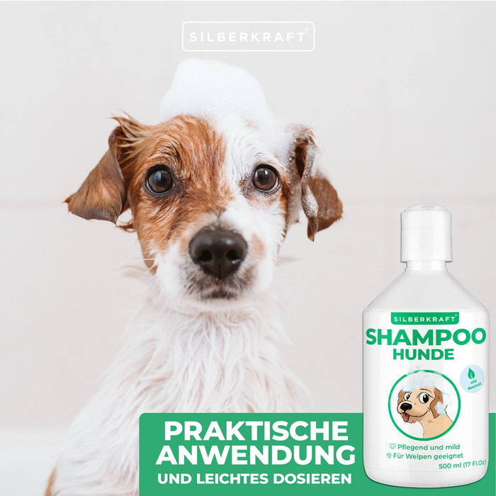 Neemöl Hundeshampoo Hunde & Welpen - Pflegeprodukt sensitiv Shampoo gegen Juckreiz und Geruch, Shampoo Hunde für gepflegtes Fell - Silberkraft