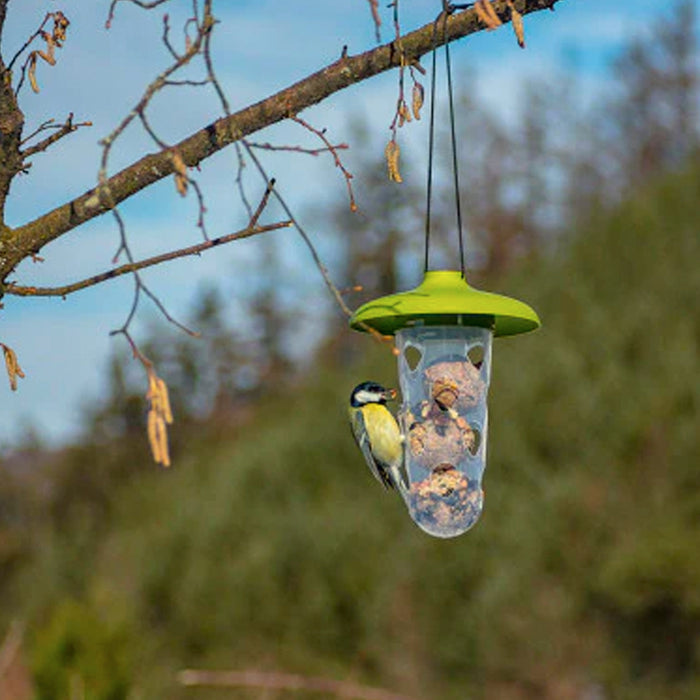 Vogelfutterspender und Vogeltränke - 3-in-1 Set - Multifunktionale Futterstation - 22 cm - Silberkraft